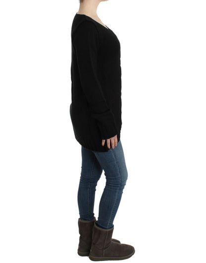 Pull en laine noire à maille de Cavalli