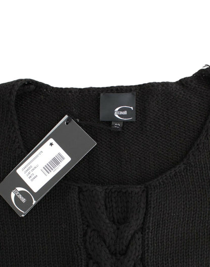 Pull en laine noire à maille de Cavalli