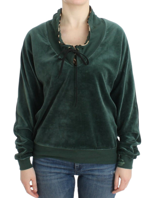 Pull en coton velours vert de Cavalli