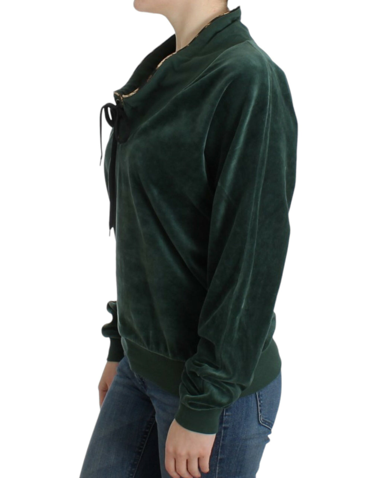 Pull en coton velours vert de Cavalli