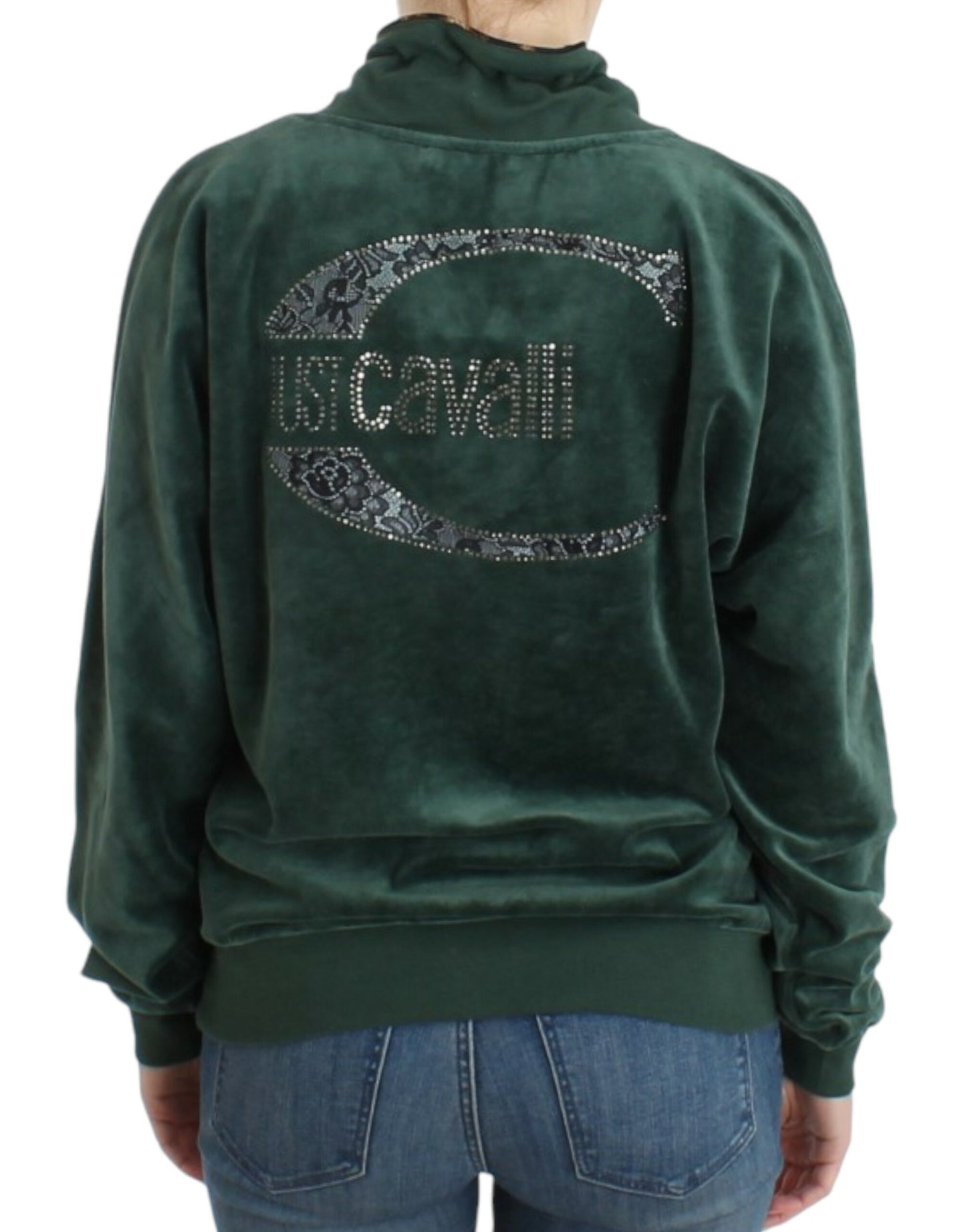 Pull en coton velours vert de Cavalli