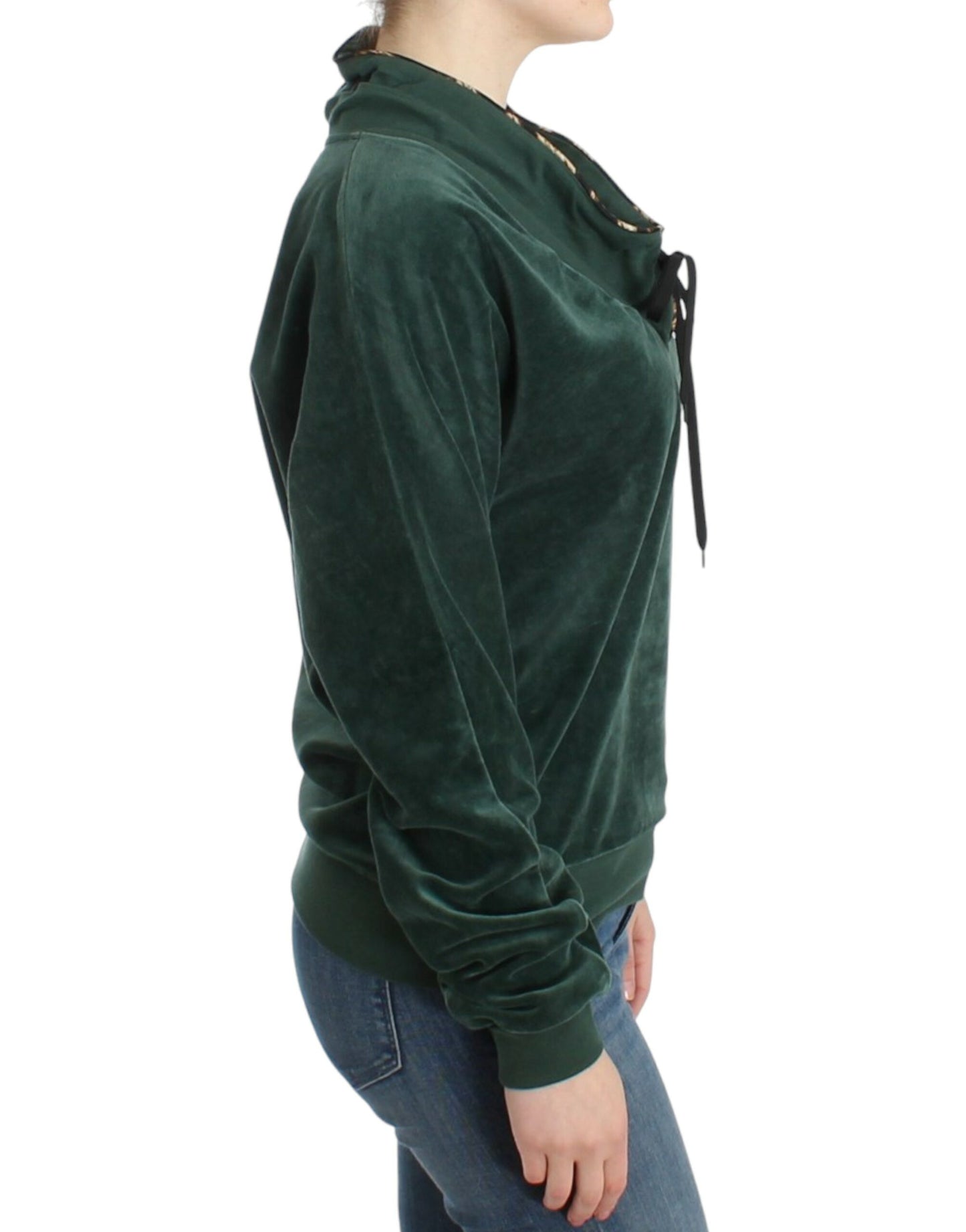 Pull en coton velours vert de Cavalli