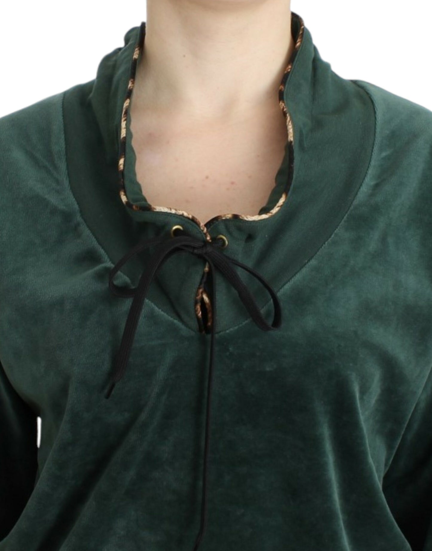 Pull en coton velours vert de Cavalli