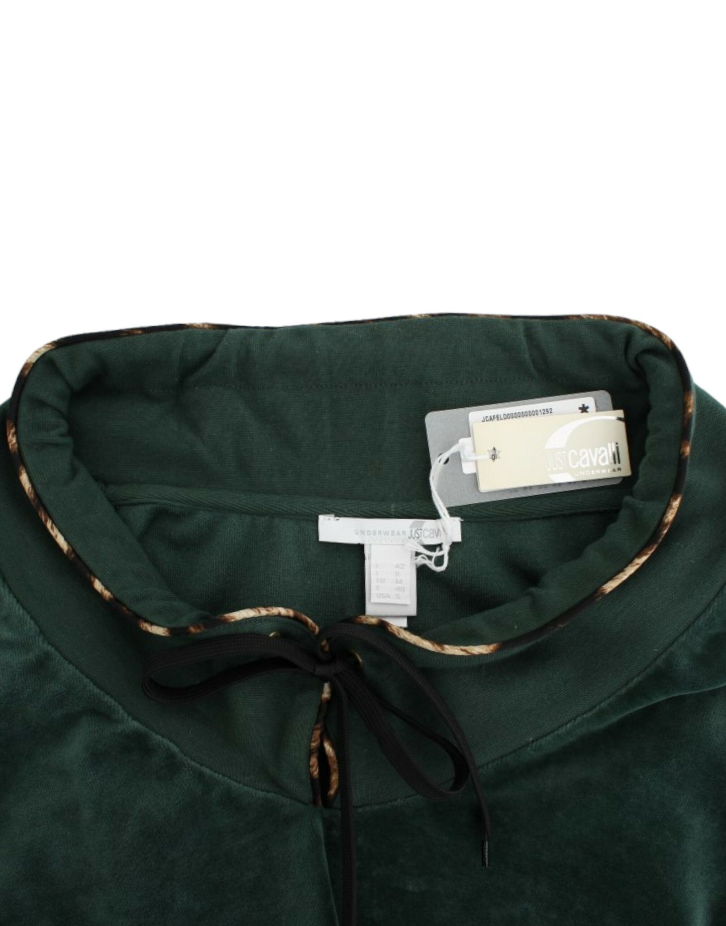 Pull en coton velours vert de Cavalli