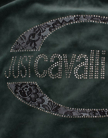 Pull en coton velours vert de Cavalli
