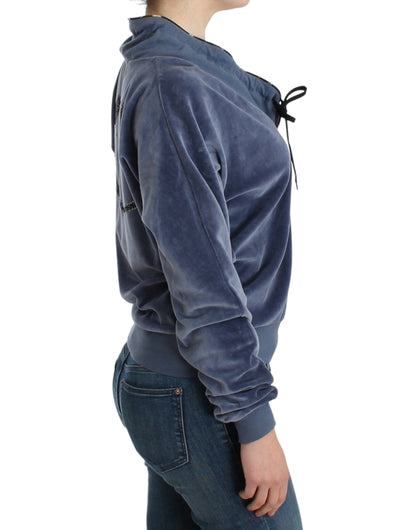 Pull en coton velours bleu Cavalli