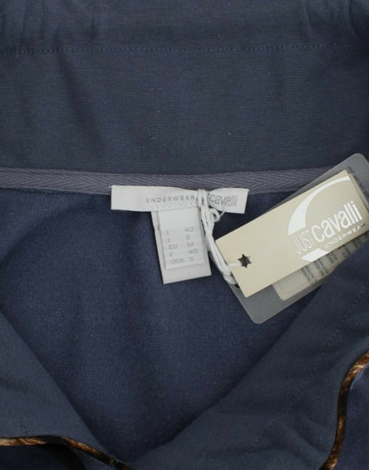 Pull en coton velours bleu Cavalli