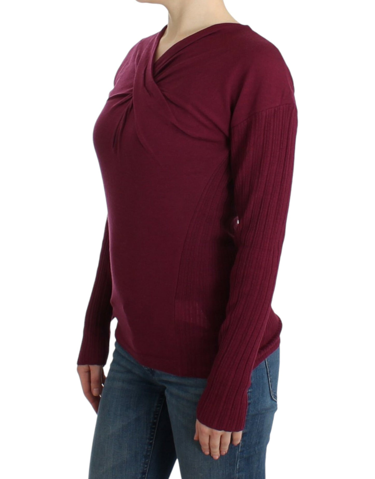 Pull en laine violette tricotée de Cavalli