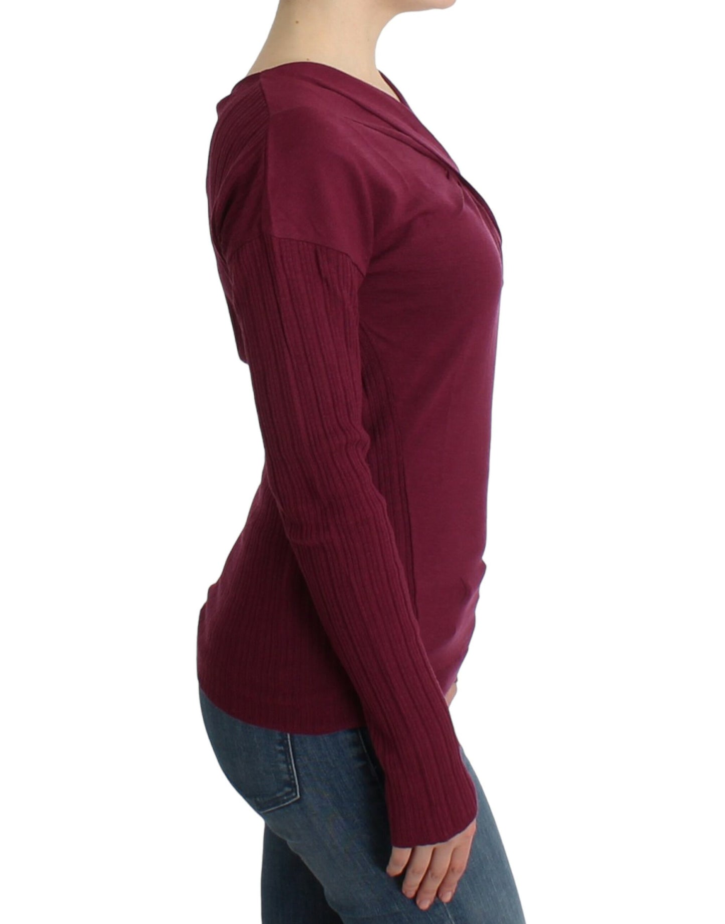 Pull en laine violette tricotée de Cavalli