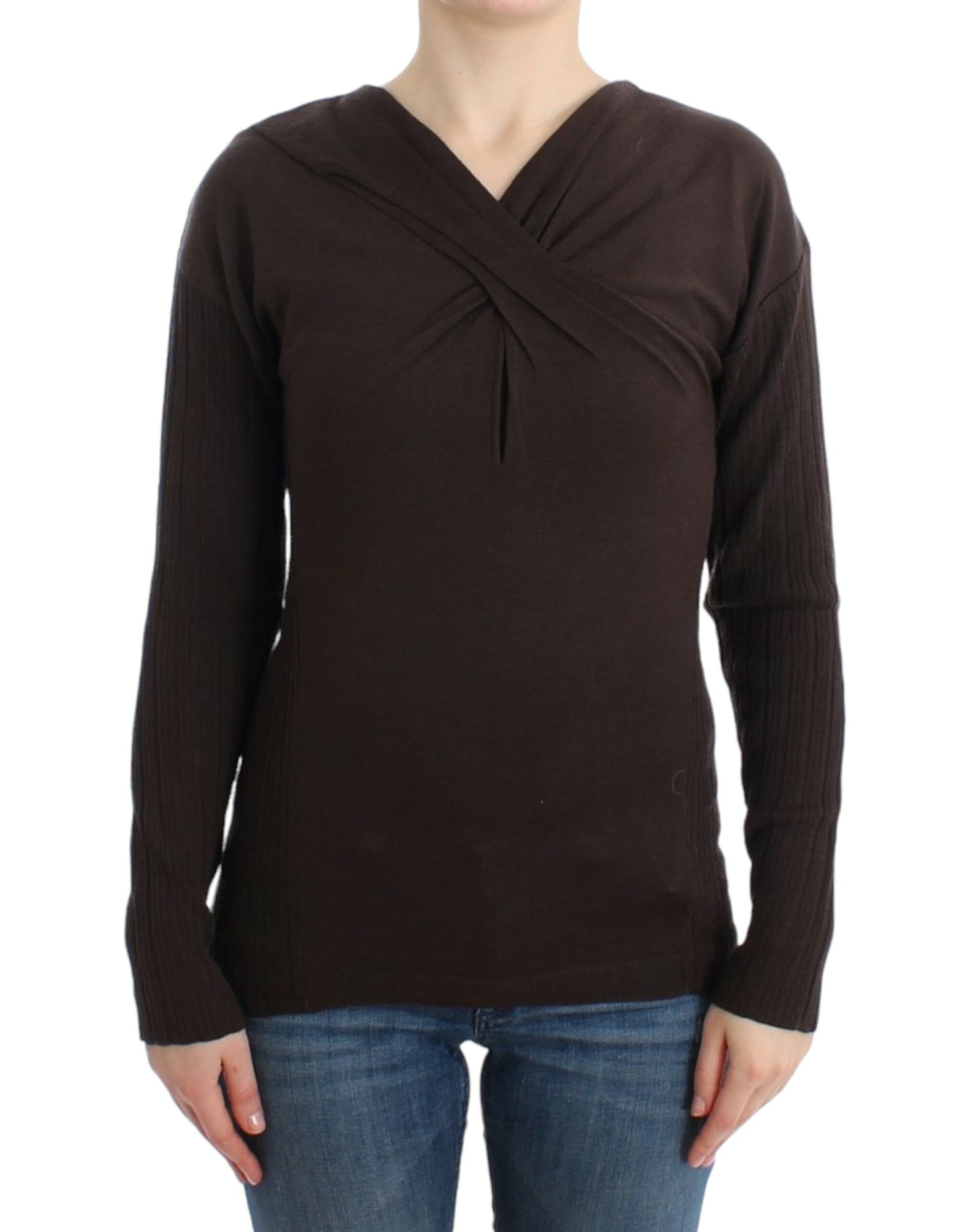 Pull en laine tricotée marron de Cavalli