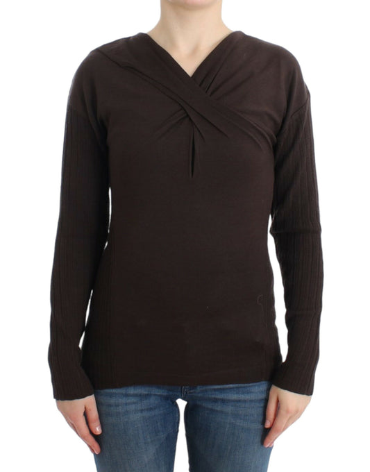 Pull en laine tricotée marron de Cavalli