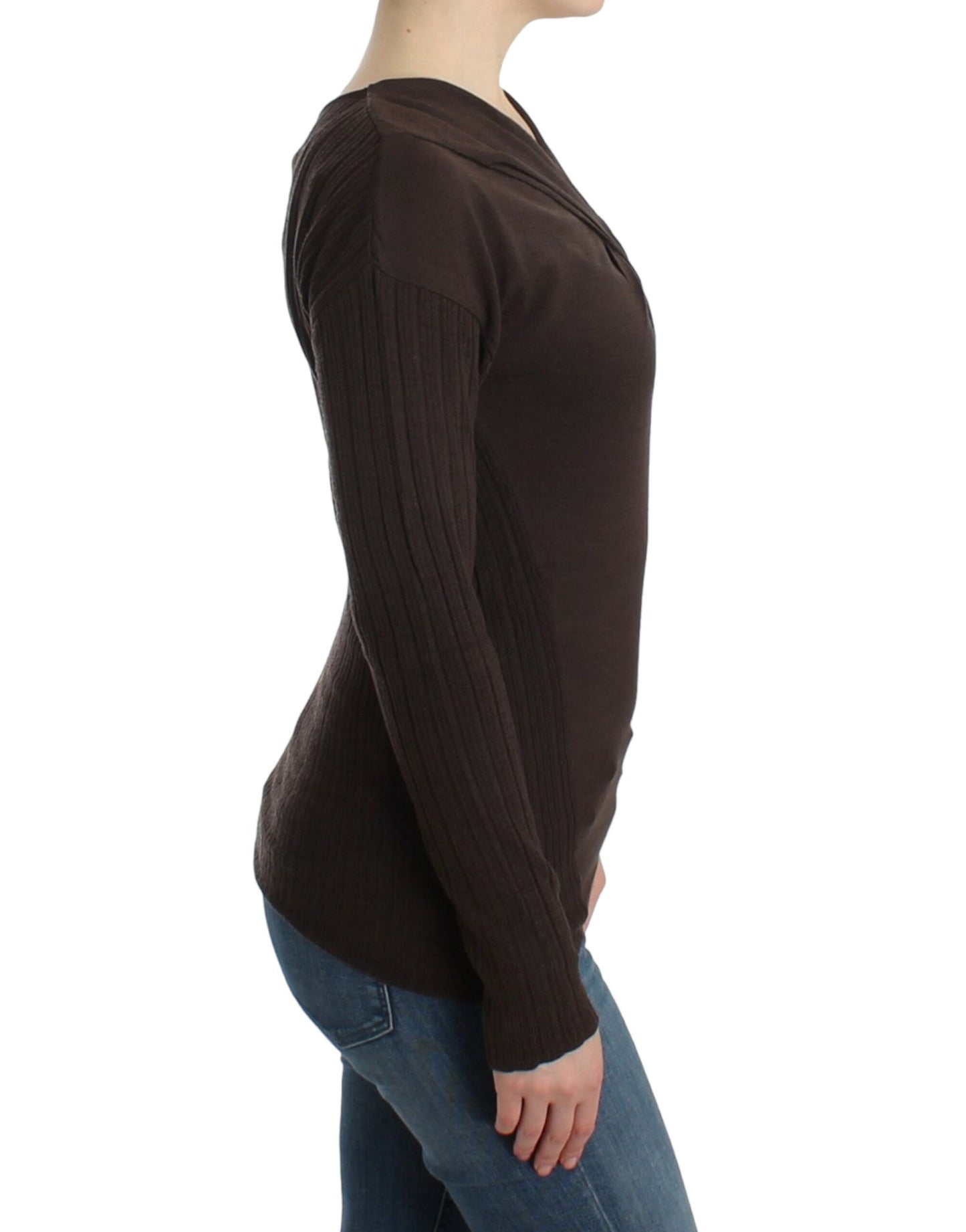 Pull en laine tricotée marron de Cavalli