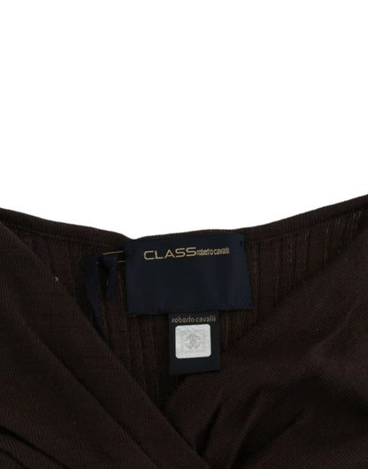 Pull en laine tricotée marron de Cavalli