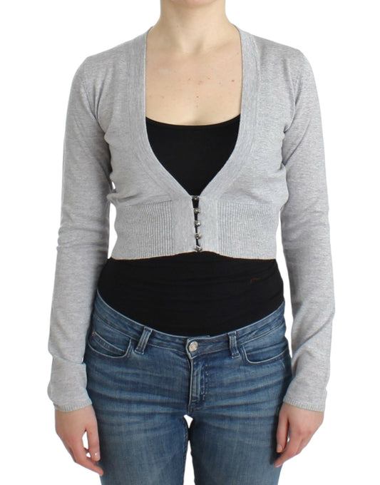 Cardigan court en laine gris de Cavalli