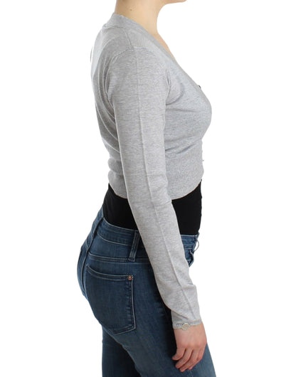 Cardigan court en laine gris de Cavalli