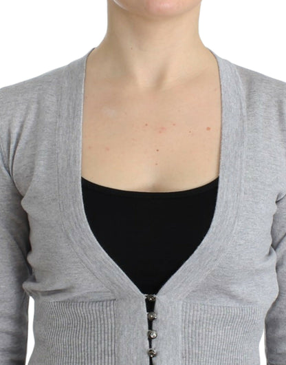 Cardigan court en laine gris de Cavalli