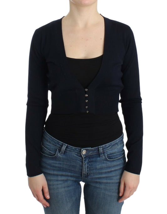 Cardigan court en laine noire de Cavalli