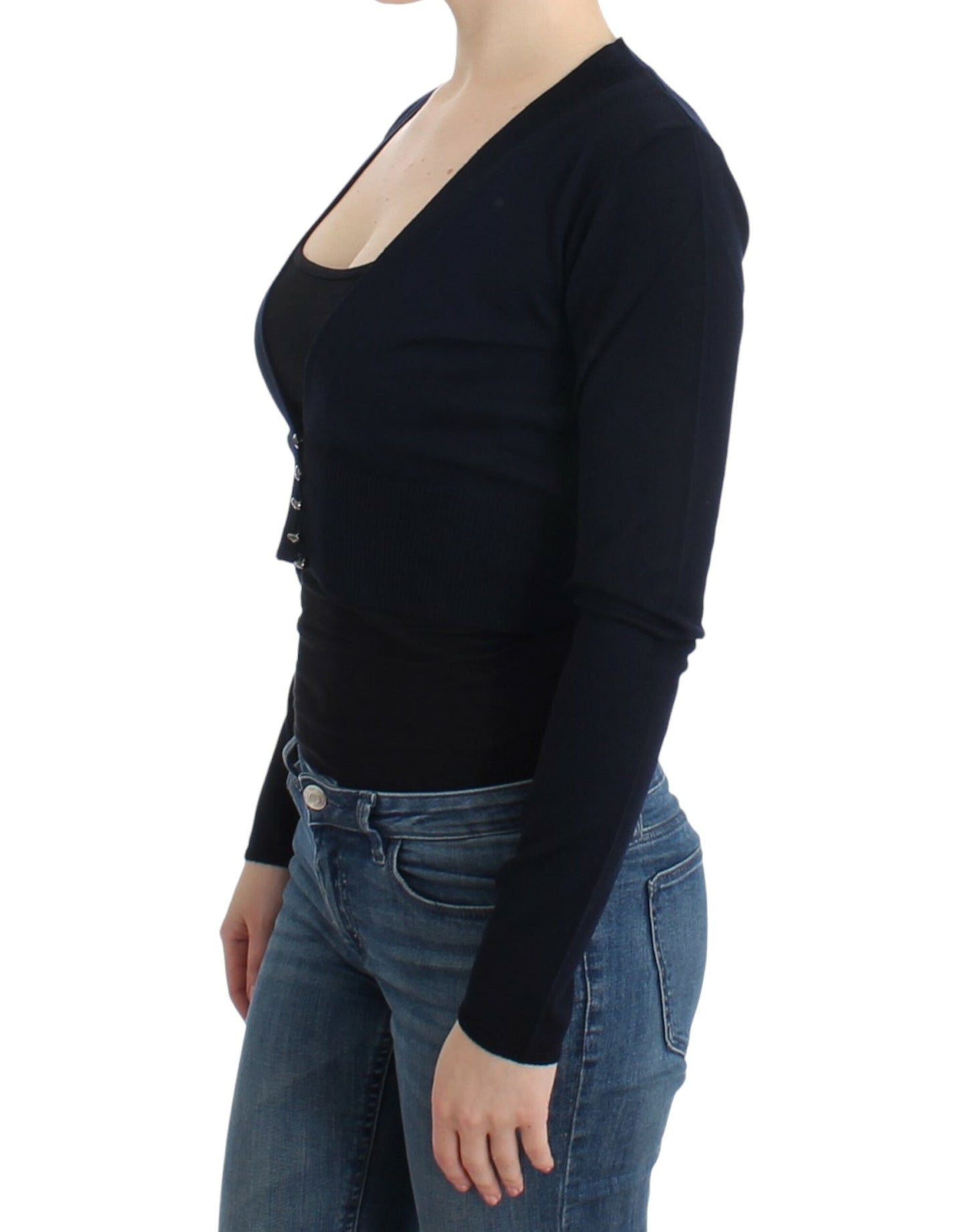Cardigan court en laine noire de Cavalli