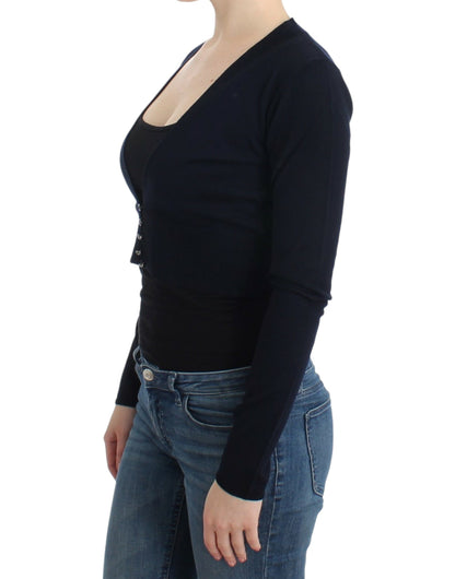 Cardigan court en laine noire de Cavalli