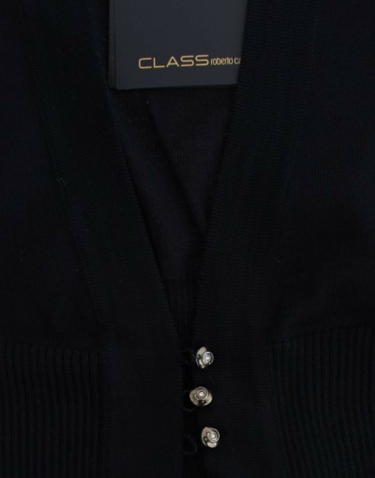 Cardigan court en laine noire de Cavalli