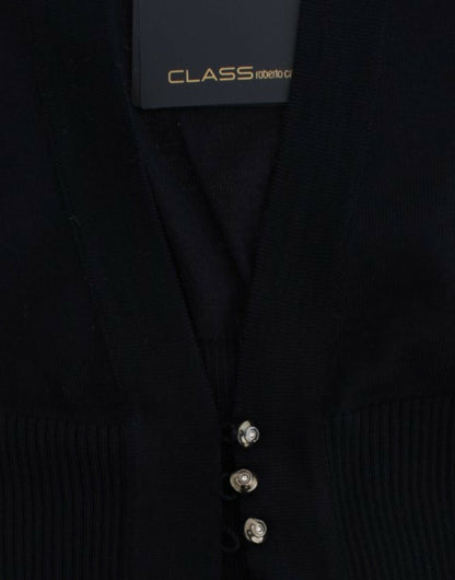 Cardigan court en laine noire de Cavalli