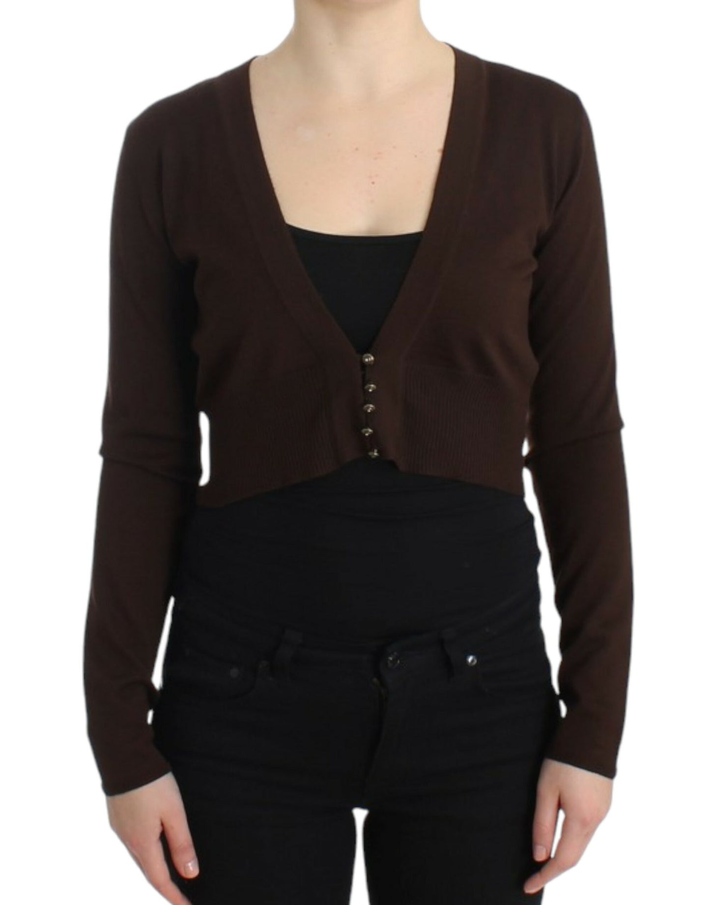 Cardigan en laine courte brun de Cavalli