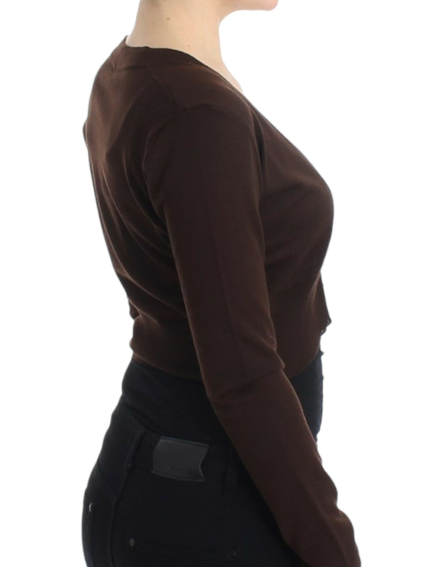 Cardigan en laine courte brun de Cavalli