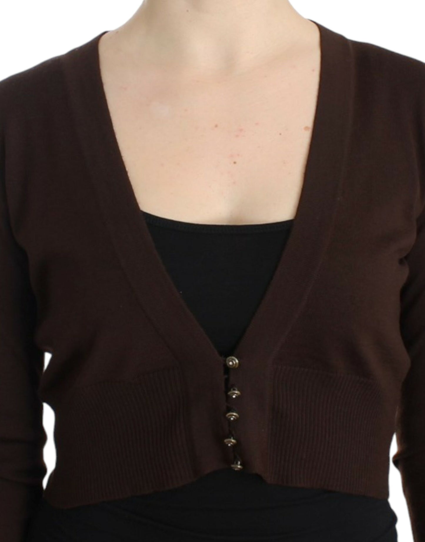 Cardigan en laine courte brun de Cavalli
