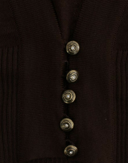 Cardigan en laine courte brun de Cavalli