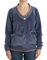 Pull en velours bleu Cavalli à fermeture éclair