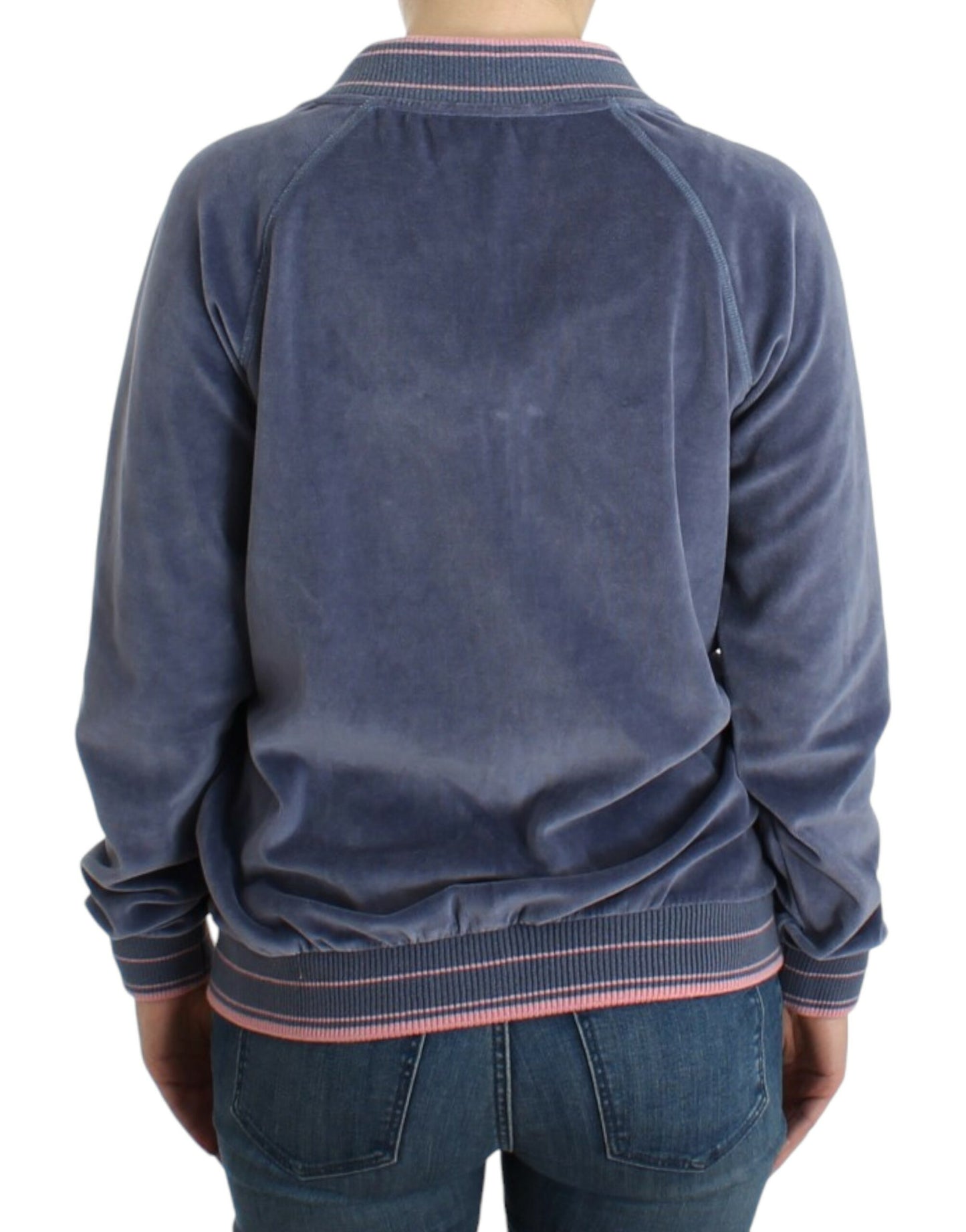 Pull en velours bleu Cavalli à fermeture éclair