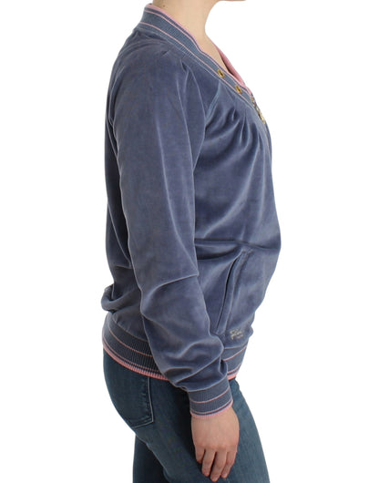 Pull en velours bleu Cavalli à fermeture éclair