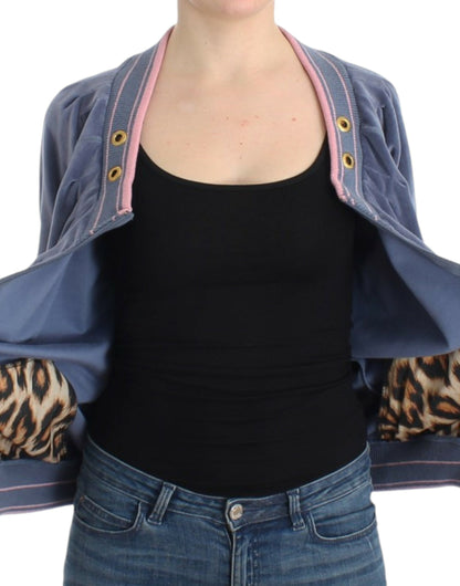 Pull en velours bleu Cavalli à fermeture éclair