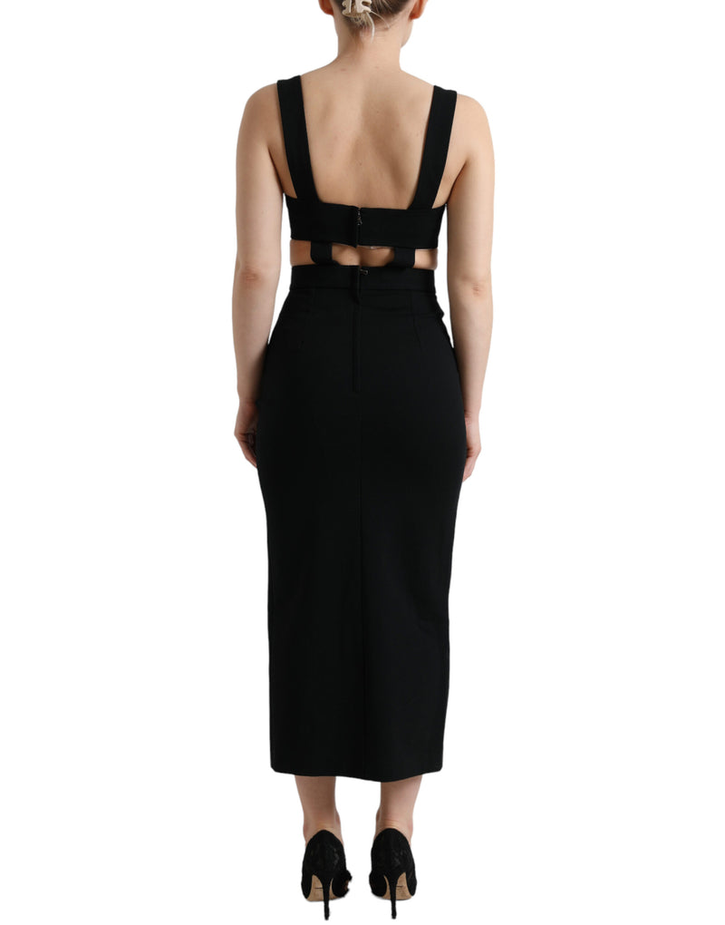Robe Midi Bodycon Sans Manches Découpée Dolce & Gabbana Noir
