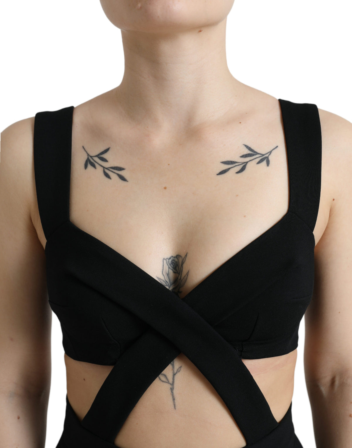 Robe Midi Bodycon Sans Manches Découpée Dolce & Gabbana Noir