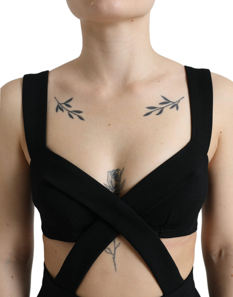Robe Midi Bodycon Sans Manches Découpée Dolce & Gabbana Noir