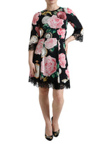 Dolce & Gabbana Robe A-ligne en Dentelle Florale Noire
