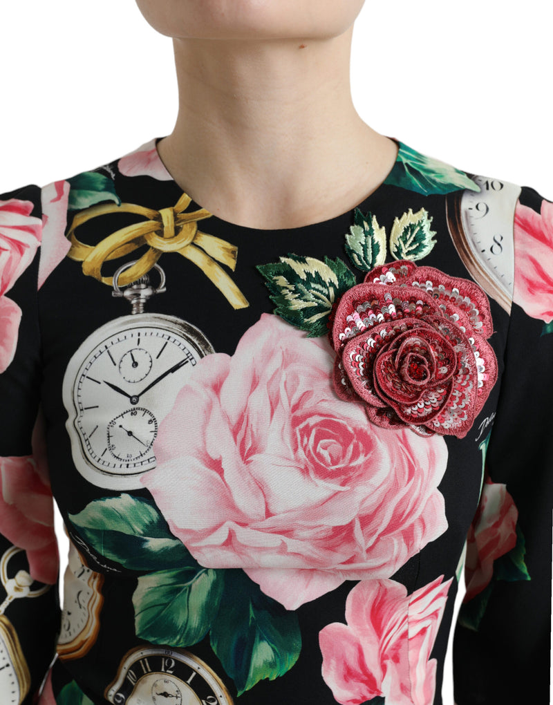 Dolce & Gabbana Robe A-ligne en Dentelle Florale Noire
