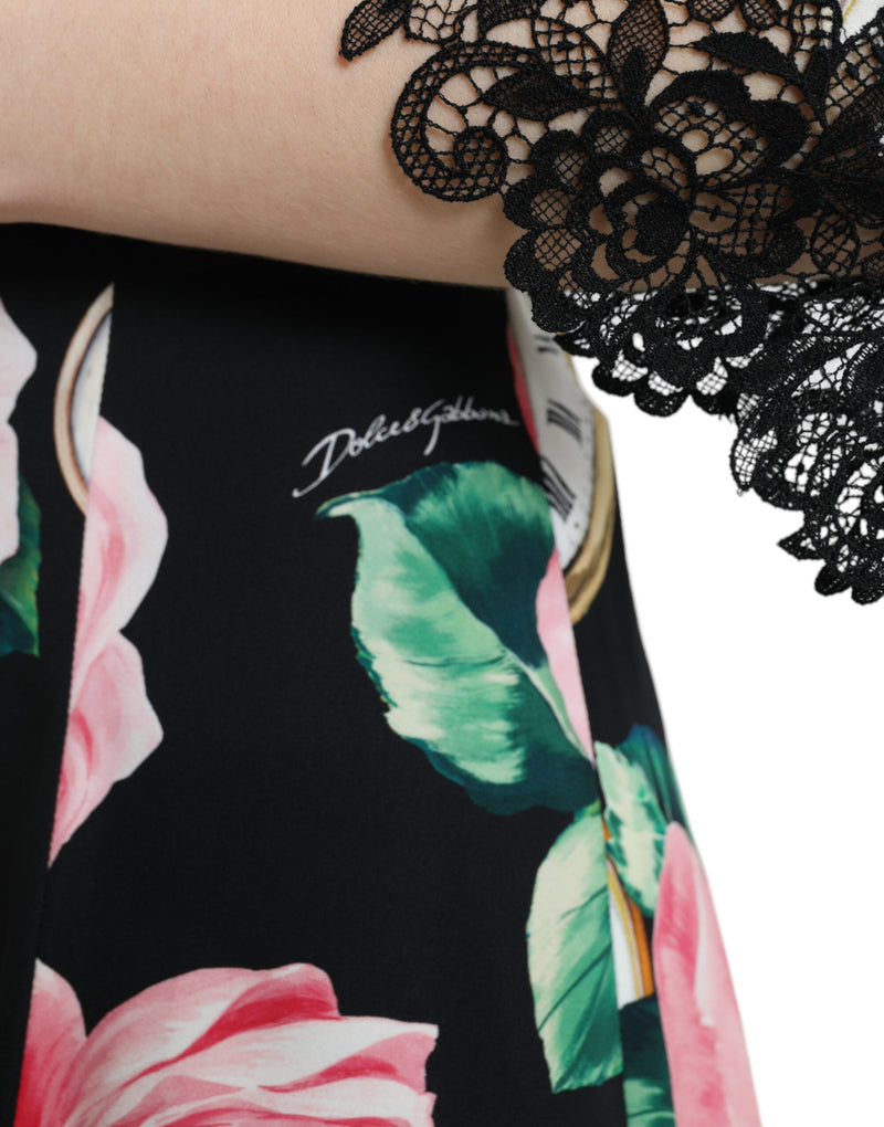 Dolce & Gabbana Robe A-ligne en Dentelle Florale Noire