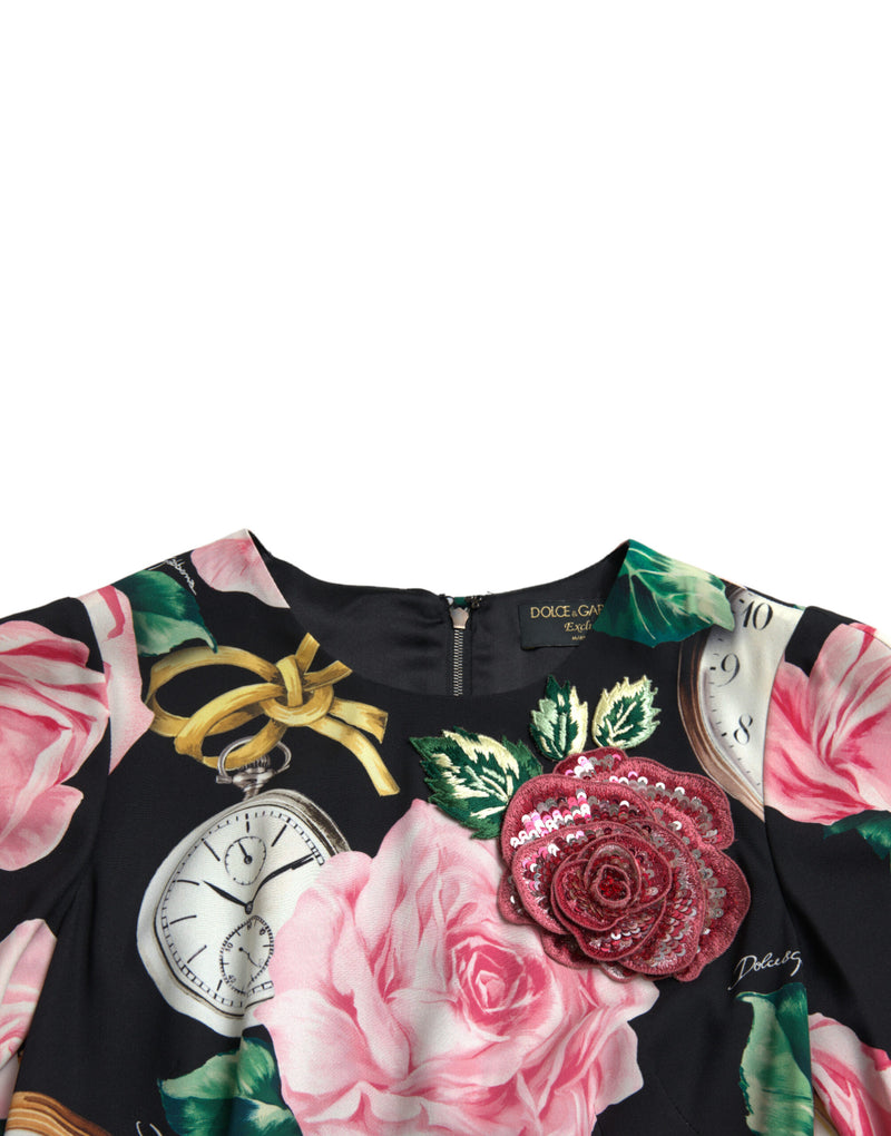 Dolce & Gabbana Robe A-ligne en Dentelle Florale Noire