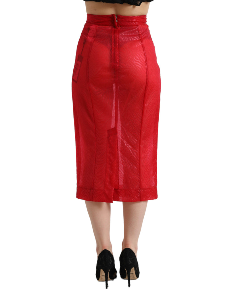 Dolce & Gabbana Jupe Midi Rouge Haute Taille Coupe Crayon