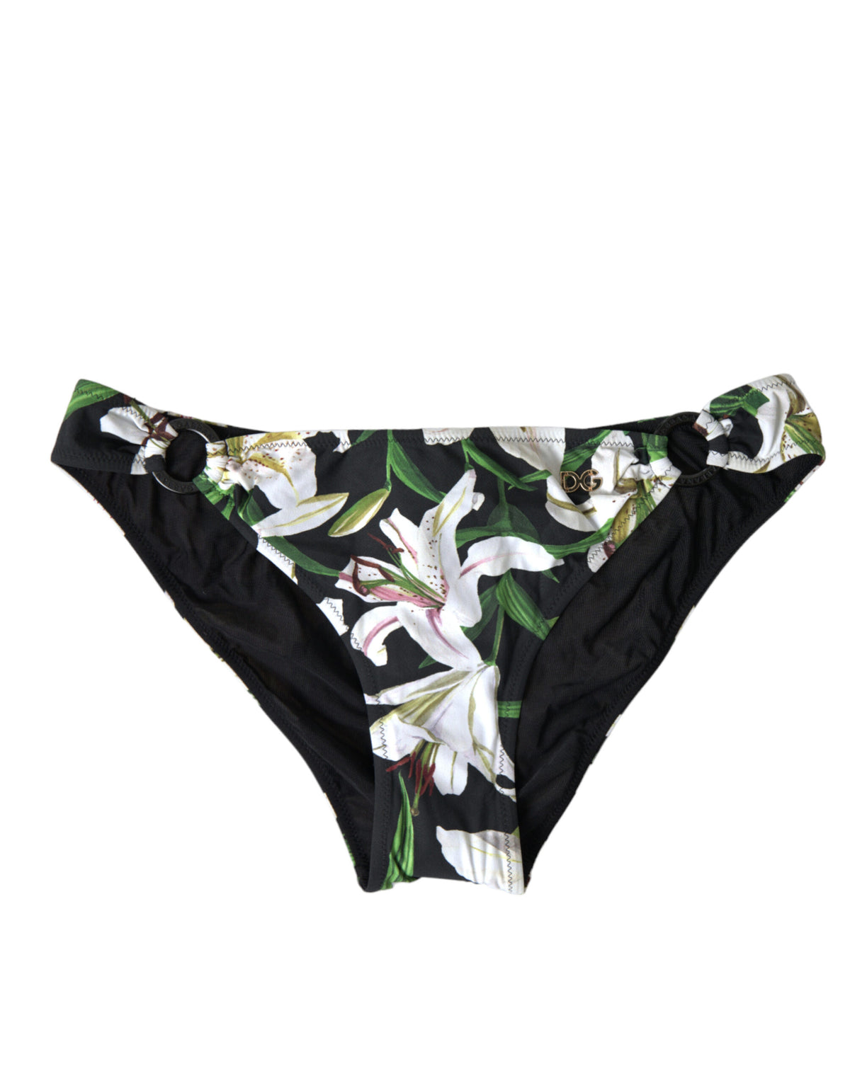 Dolce & Gabbana Black Floral Print Bikini Bottom Swimwear