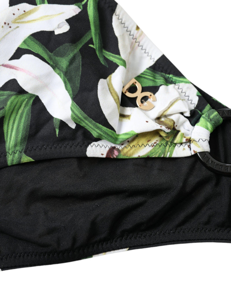Dolce & Gabbana Black Floral Print Bikini Bottom Swimwear