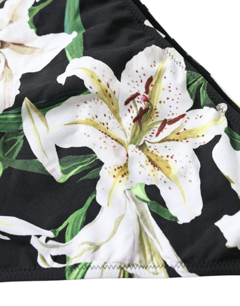 Dolce & Gabbana Black Floral Print Bikini Bottom Swimwear