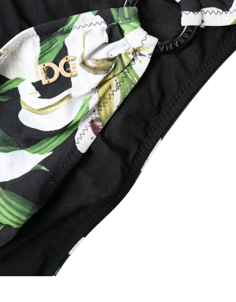 Dolce & Gabbana Black Floral Print Bikini Bottom Swimwear