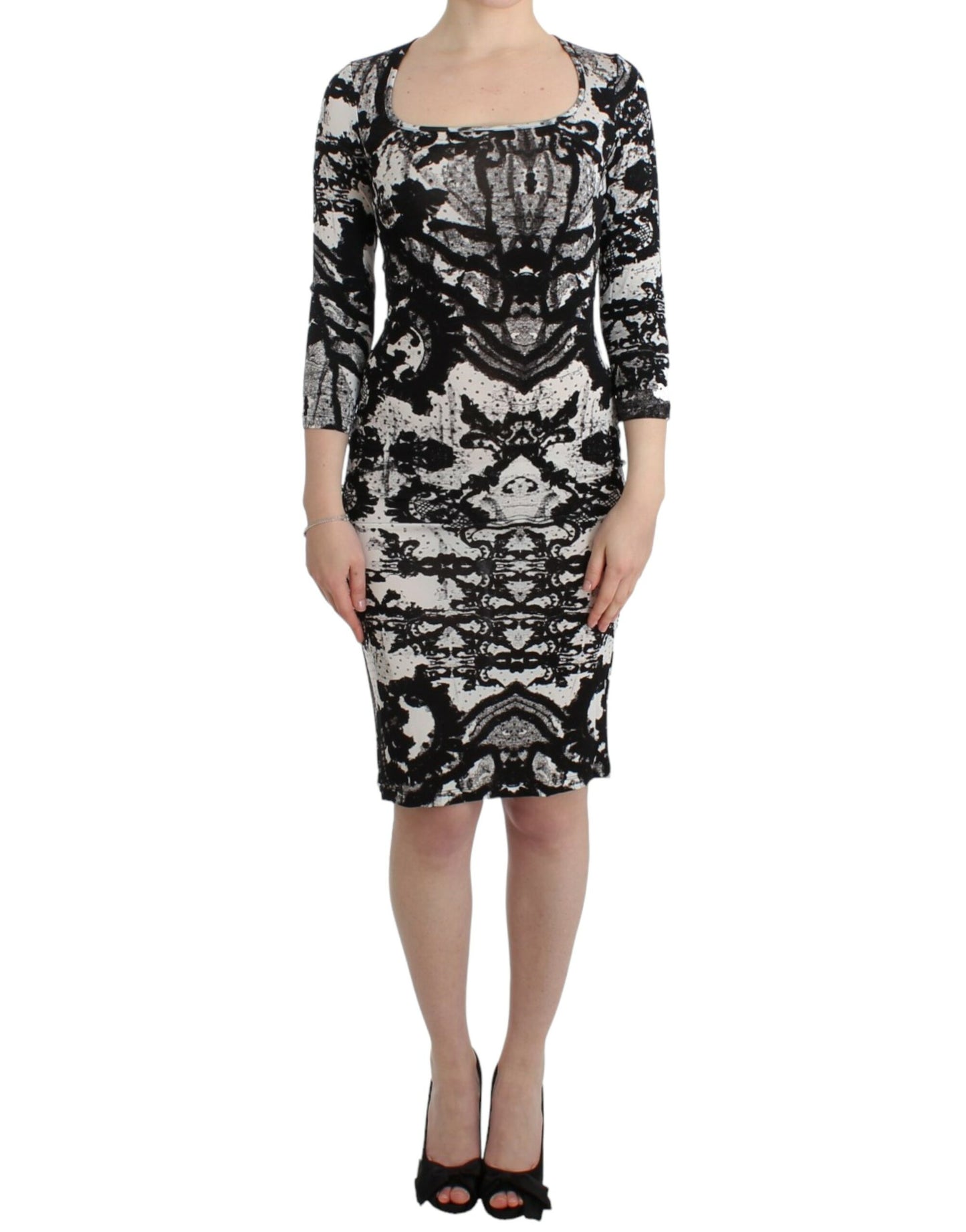 Robe fourreau noire à imprimé de Cavalli