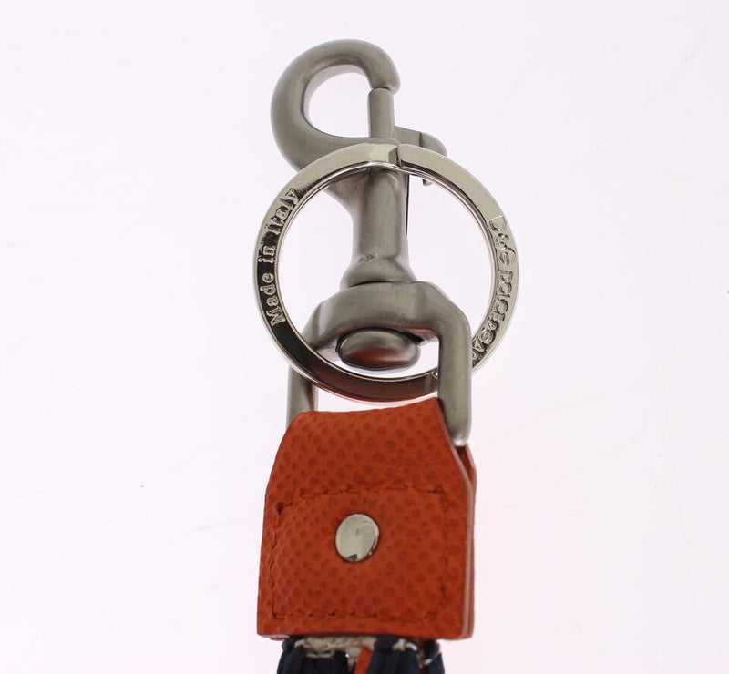 Dolce & Gabbana Red White Raffia Leather Clasp Finder Keyring