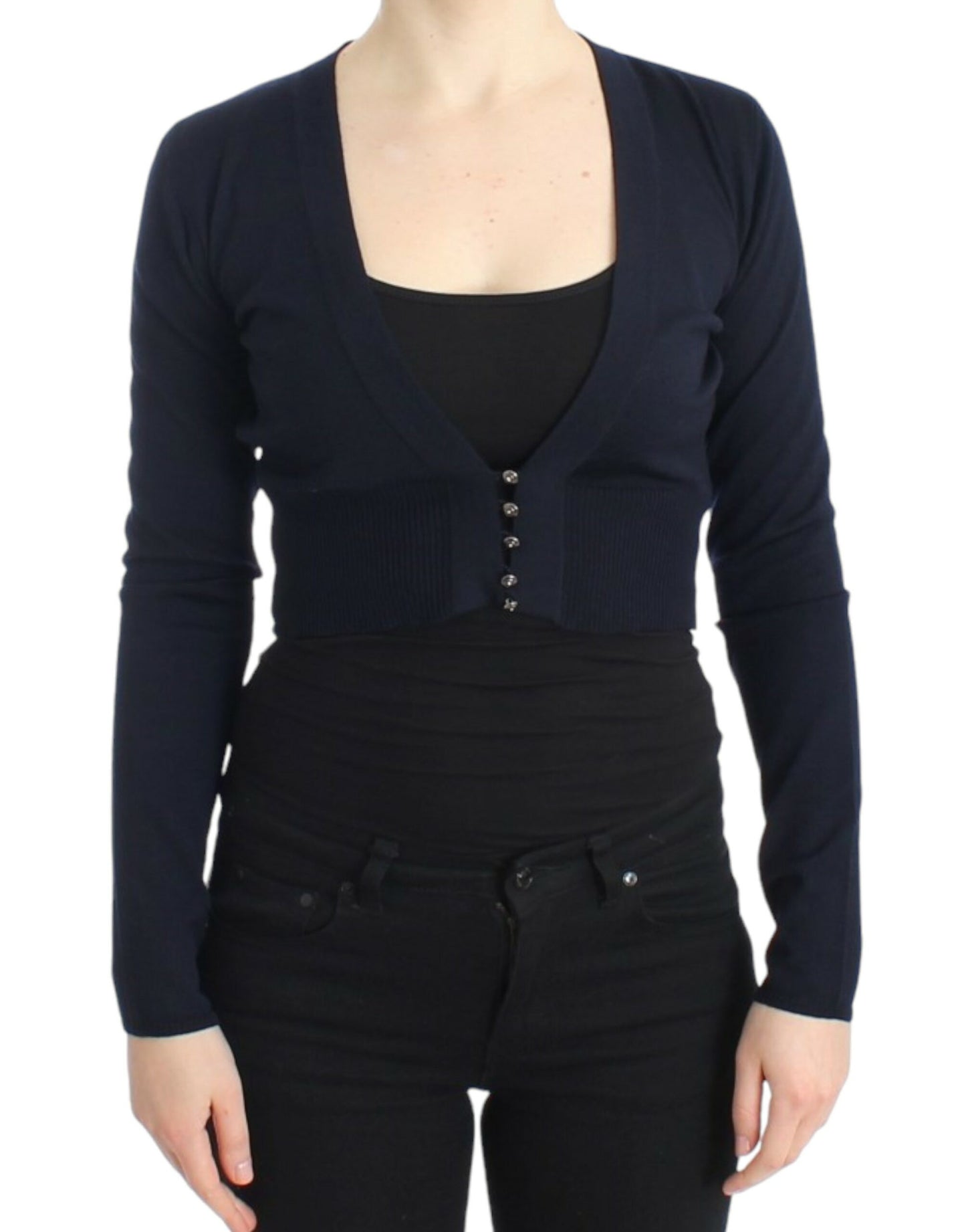 Cardigan en laine bleu court de Cavalli