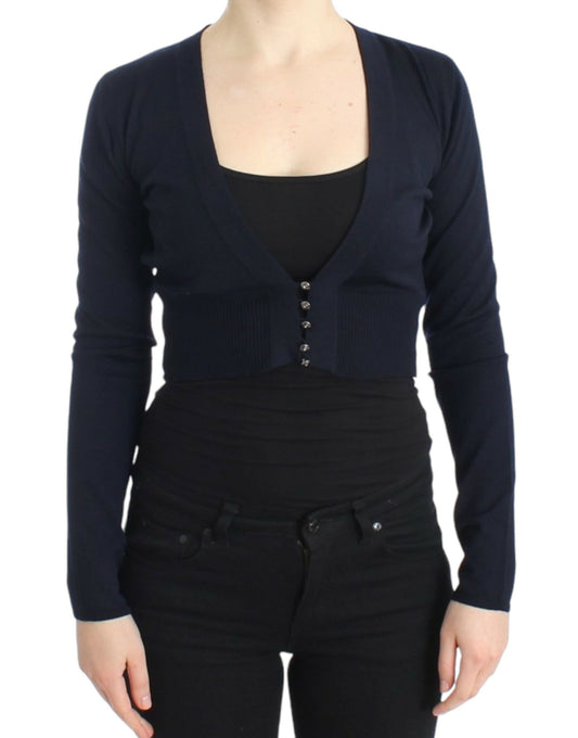 Cardigan en laine bleu court de Cavalli