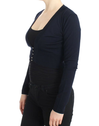 Cardigan en laine bleu court de Cavalli